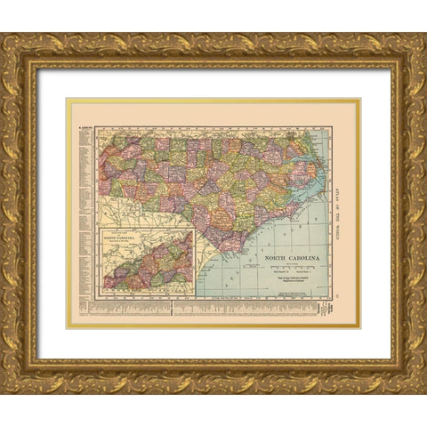 North Carolina - Hammond 1910 Gold Ornate Wood Framed Art Print with Double Matting by Hammond