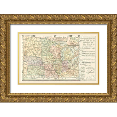 North Central States - Monteith 1882 Gold Ornate Wood Framed Art Print with Double Matting by Monteith