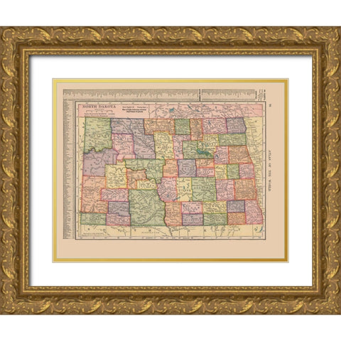 North Dakota - Hammond 1910 Gold Ornate Wood Framed Art Print with Double Matting by Hammond