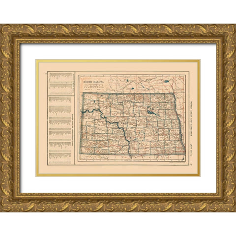 North Dakota - Reynold 1921 Gold Ornate Wood Framed Art Print with Double Matting by Reynold