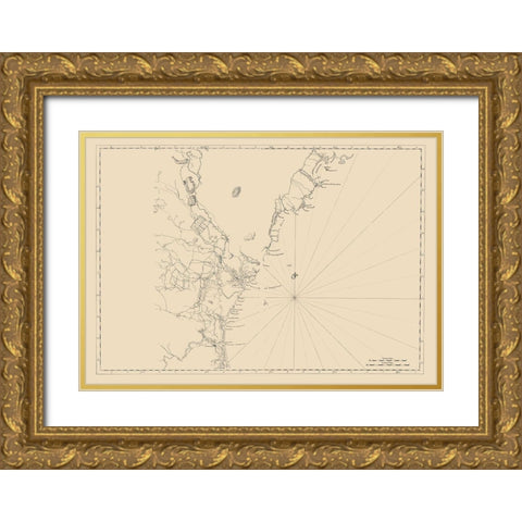 New England Coast - 1776 Gold Ornate Wood Framed Art Print with Double Matting by Unknown
