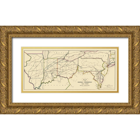 Evansville and Crawfordsville Railroad 1850 Gold Ornate Wood Framed Art Print with Double Matting by Lellan