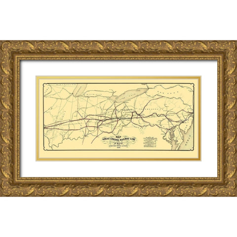 Great Central Railway Line of the West 1854 Gold Ornate Wood Framed Art Print with Double Matting by Schuchman