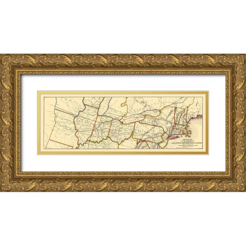 Logansport and Northern Indiana Railroad 1854 Gold Ornate Wood Framed Art Print with Double Matting by McLellan