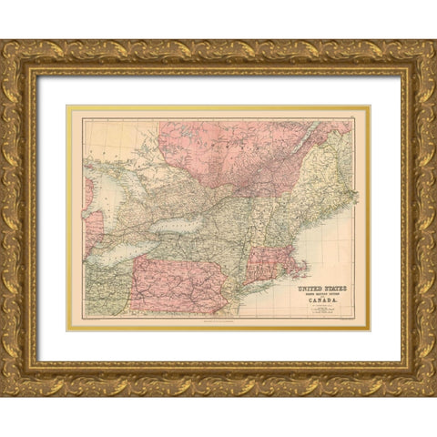 North Eastern US, Canada - Black 1867 Gold Ornate Wood Framed Art Print with Double Matting by Black