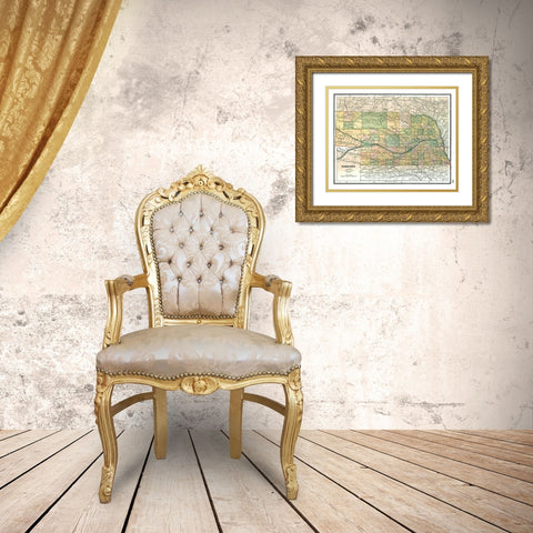 Nebraska - Johnson 1888 Gold Ornate Wood Framed Art Print with Double Matting by Johnson