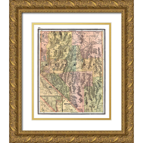 Nevada - Johnson 1888 Gold Ornate Wood Framed Art Print with Double Matting by Johnson