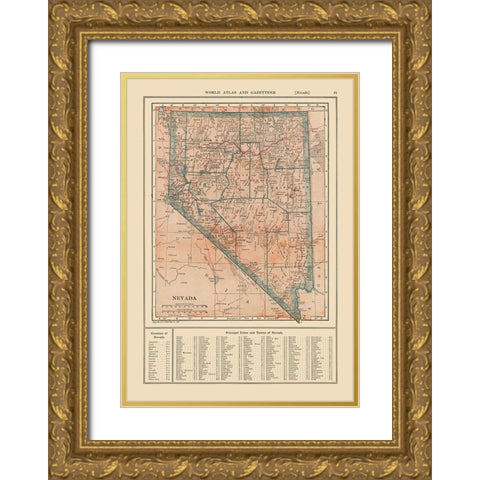 Nevada - Reynold 1921 Gold Ornate Wood Framed Art Print with Double Matting by Reynold