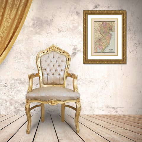 New Jersey, United States - Cram 1888 Gold Ornate Wood Framed Art Print with Double Matting by Cram