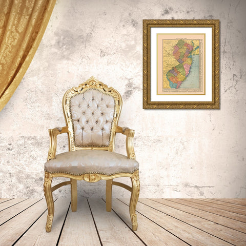 New Jersey - Hammond 1910 Gold Ornate Wood Framed Art Print with Double Matting by Hammond