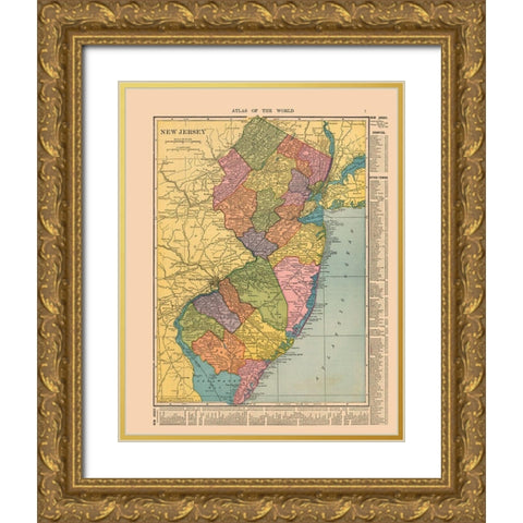 New Jersey - Hammond 1910 Gold Ornate Wood Framed Art Print with Double Matting by Hammond