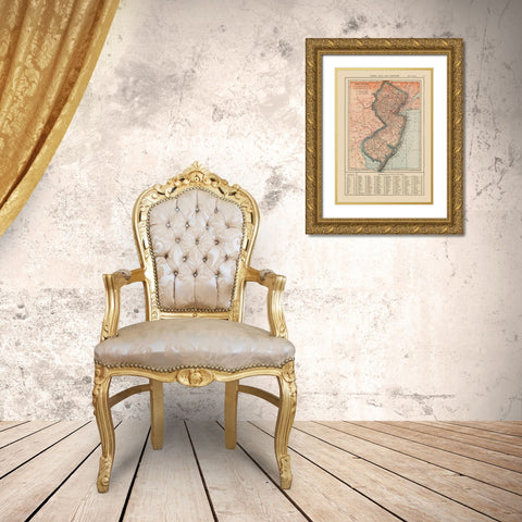 New Jersey - Reynold 1921 Gold Ornate Wood Framed Art Print with Double Matting by Reynold