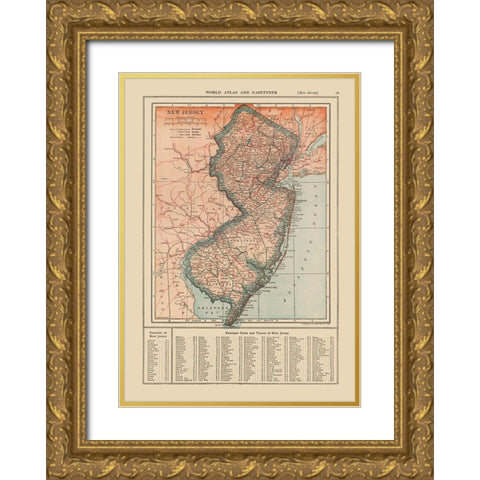 New Jersey - Reynold 1921 Gold Ornate Wood Framed Art Print with Double Matting by Reynold