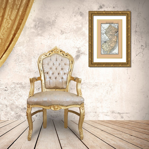 New Jersey - Alden 1886 Gold Ornate Wood Framed Art Print with Double Matting by Alden