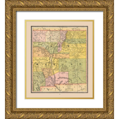 New Mexico, United States - Cram 1888 Gold Ornate Wood Framed Art Print with Double Matting by Cram
