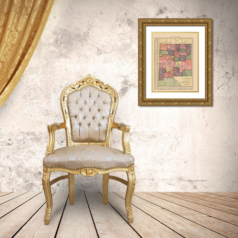 New Mexico - Hammond 1910 Gold Ornate Wood Framed Art Print with Double Matting by Hammond