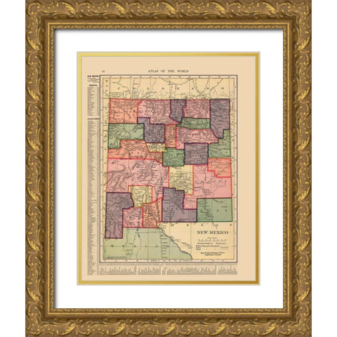 New Mexico - Hammond 1910 Gold Ornate Wood Framed Art Print with Double Matting by Hammond