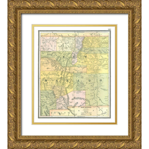 New Mexico - Johnson 1888 Gold Ornate Wood Framed Art Print with Double Matting by Johnson