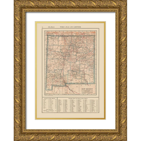 New Mexico - Reynold 1921 Gold Ornate Wood Framed Art Print with Double Matting by Reynold