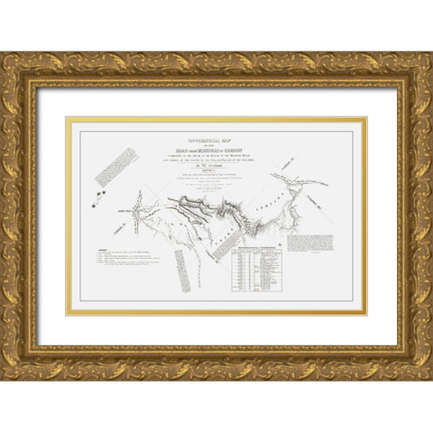 Missouri to Oregon Trail - Preuss 1846 Gold Ornate Wood Framed Art Print with Double Matting by Preuss
