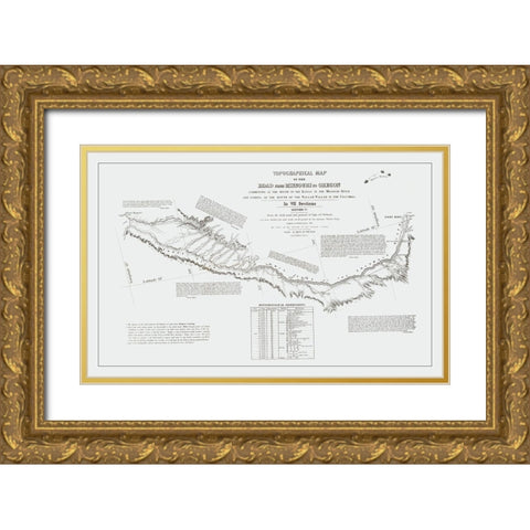 Missouri to Oregon Trail - Preuss 1846 Gold Ornate Wood Framed Art Print with Double Matting by Preuss