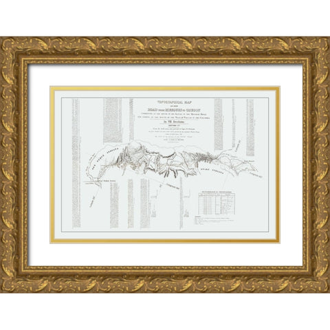 Missouri to Oregon Trail - Preuss 1846 Gold Ornate Wood Framed Art Print with Double Matting by Preuss