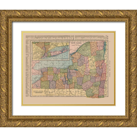 New York - Hammond 1910 Gold Ornate Wood Framed Art Print with Double Matting by Hammond