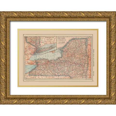 New York - Reynold 1921 Gold Ornate Wood Framed Art Print with Double Matting by Reynold