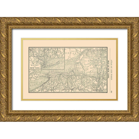 New York - Alden 1886 Gold Ornate Wood Framed Art Print with Double Matting by Alden