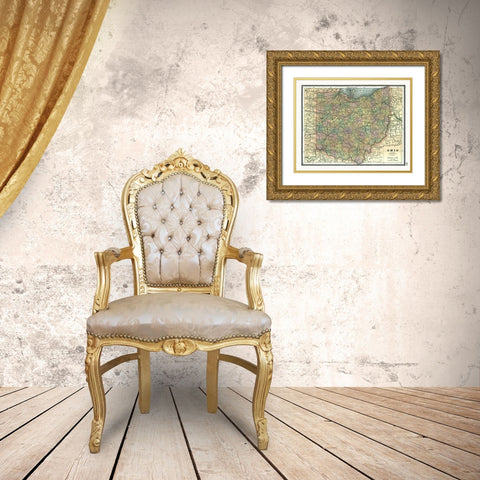 Ohio - Johnson 1888 Gold Ornate Wood Framed Art Print with Double Matting by Johnson