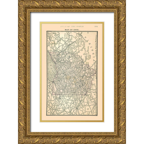 Ohio - Alden 1886 Gold Ornate Wood Framed Art Print with Double Matting by Alden