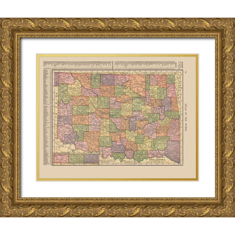 Oklahoma - Hammond 1910 Gold Ornate Wood Framed Art Print with Double Matting by Hammond