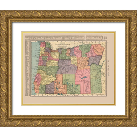 Oregon - Hammond 1910 Gold Ornate Wood Framed Art Print with Double Matting by Hammond