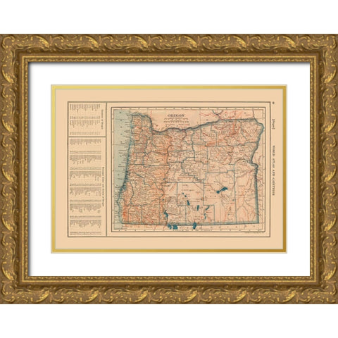 Oregon - Reynold 1921 Gold Ornate Wood Framed Art Print with Double Matting by Reynold