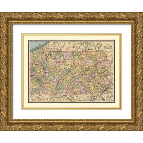 Pennsylvania - Cram 1888 Gold Ornate Wood Framed Art Print with Double Matting by Cram