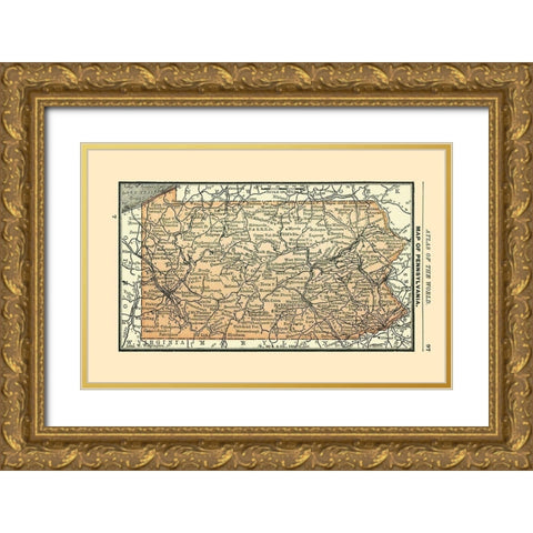 Pennsylvania - Alden 1886 Gold Ornate Wood Framed Art Print with Double Matting by Alden