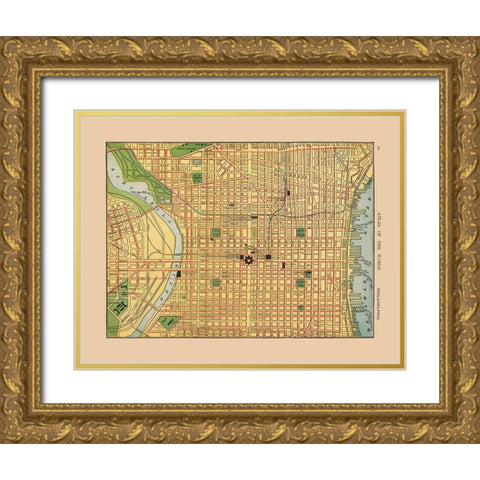 Philadelphia Pennsylvania - Hammond 1910 Gold Ornate Wood Framed Art Print with Double Matting by Hammond