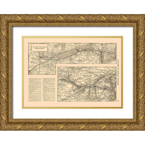 New York Central Railroad, Norfolk - Reynold 1921 Gold Ornate Wood Framed Art Print with Double Matting by Reynold