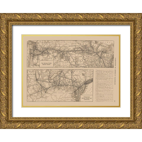 Northern Pacific, Pennsylvania Gold Ornate Wood Framed Art Print with Double Matting by Reynold