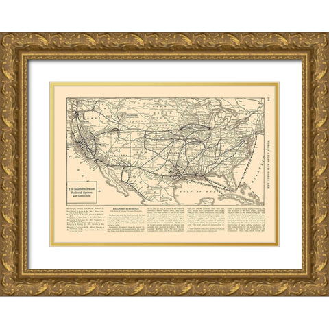 Southern Pacific Railroad - Reynold 1921 Gold Ornate Wood Framed Art Print with Double Matting by Reynold