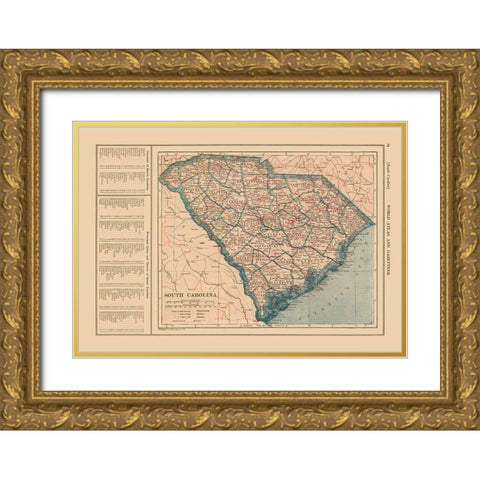 South Carolina - Reynold 1921 Gold Ornate Wood Framed Art Print with Double Matting by Reynold