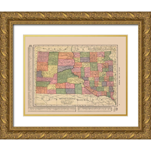 South Dakota - Hammond 1910 Gold Ornate Wood Framed Art Print with Double Matting by Hammond