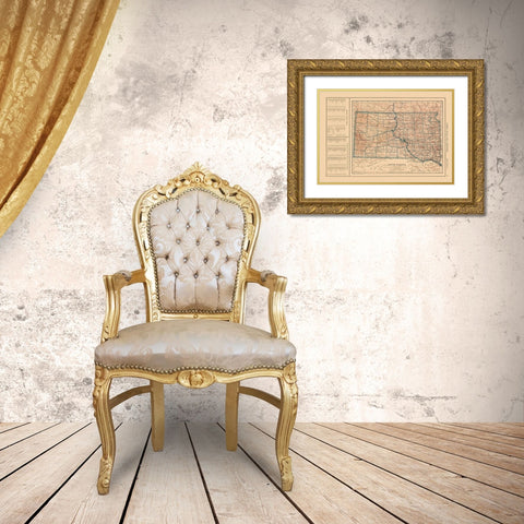 South Dakota - Reynold 1921 Gold Ornate Wood Framed Art Print with Double Matting by Reynold