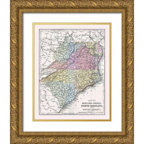 South Eastern United States - Mitchell 1877 Gold Ornate Wood Framed Art Print with Double Matting by Mitchell