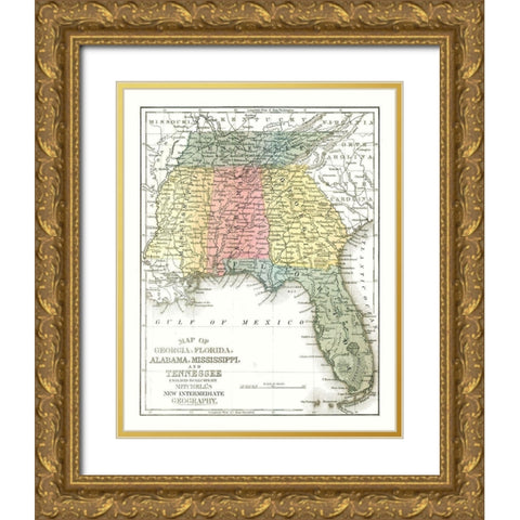 South East Coast - Mitchell 1869 Gold Ornate Wood Framed Art Print with Double Matting by Mitchell