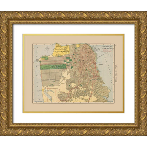 San Francisco California - Hammond 1910 Gold Ornate Wood Framed Art Print with Double Matting by Hammond