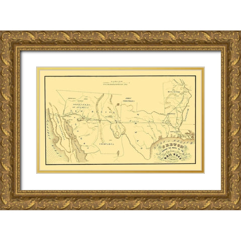 New Orleans, Opelousas and Great Western 1853 Gold Ornate Wood Framed Art Print with Double Matting by Theuret