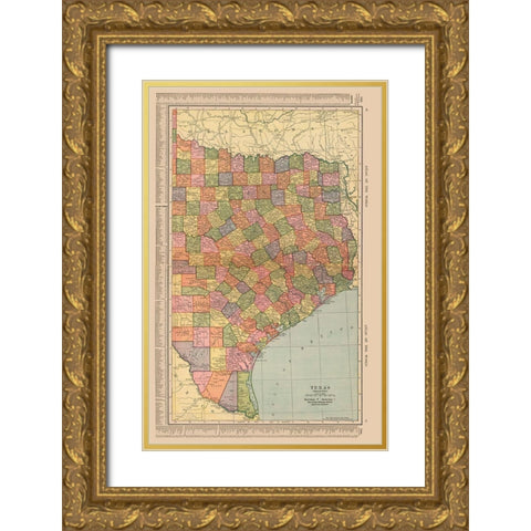 East Texas - Hammond 1910 Gold Ornate Wood Framed Art Print with Double Matting by Hammond