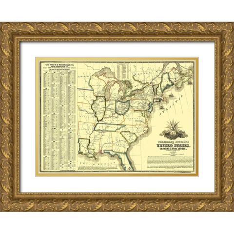 Telegraph Stations United States Canada - Barr Gold Ornate Wood Framed Art Print with Double Matting by Barr