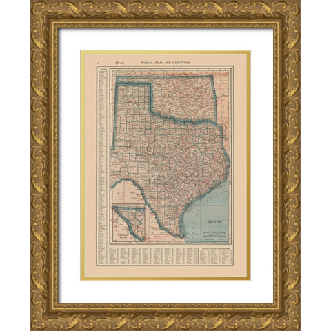 Texas - Reynold 1921 Gold Ornate Wood Framed Art Print with Double Matting by Reynold